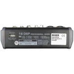 rear view image of the Sound Barrier MGX4U 4-channel mixing console with SBT Wireless Technology, 16 DSP effects, USB 2.0 Digital Media Player, and front-panel USB recording output