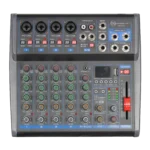 front view of the Sound Barrier MGX6U 6-channel mixing console with SBT Wireless Technology, 16 DSP effects, and USB 2.0 digital media player