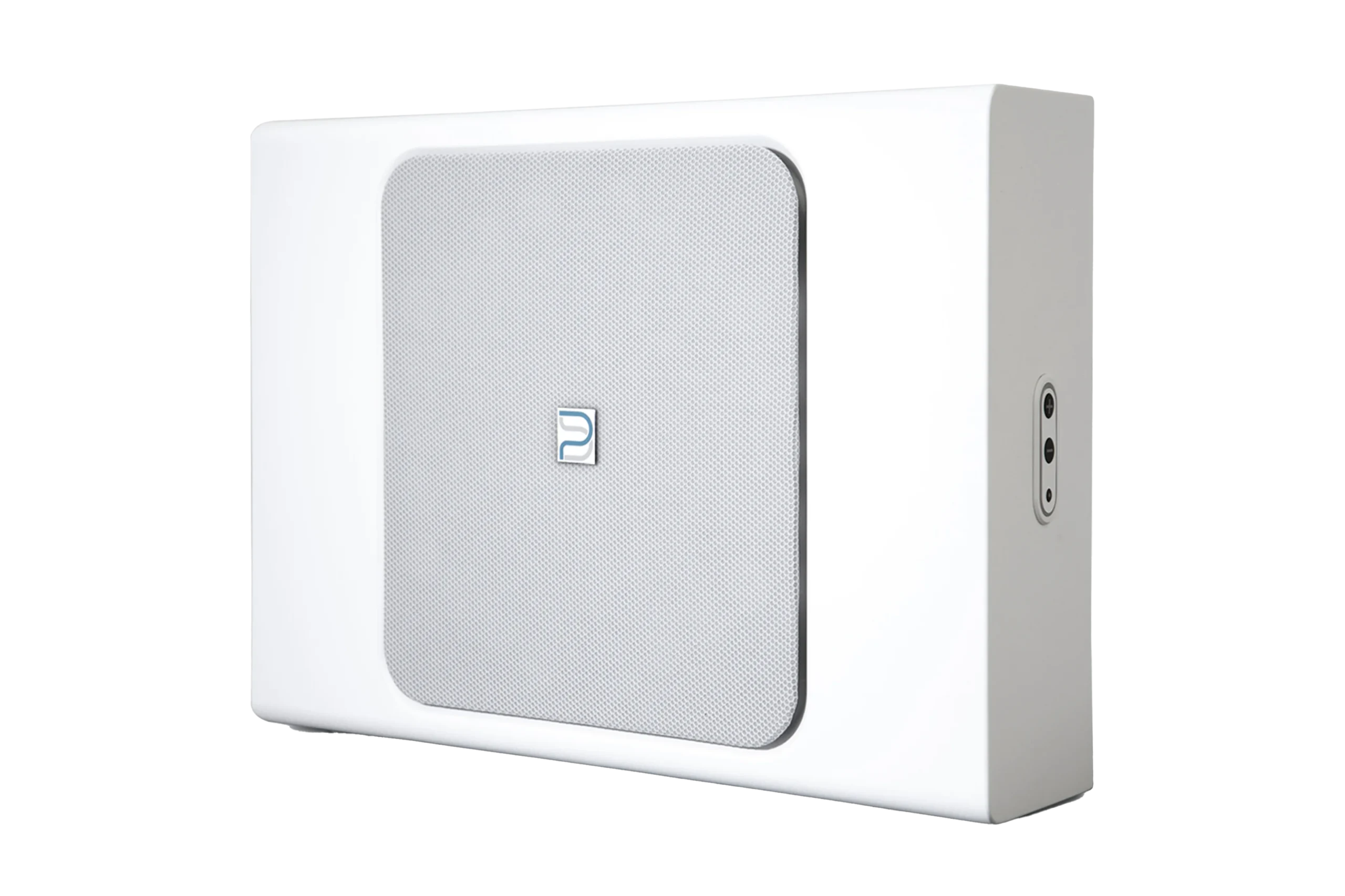 bluesound-professional-BSW-150-SUB_3-4-Left_White_Grill Bluesound Professional BSW150 Network Powered Subwoofer (White)