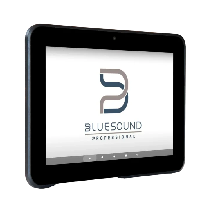 The Bluesound Professional CP300 is a sleek, low-profile wall-mounted control panel designed for seamless integration into commercial audio environments.