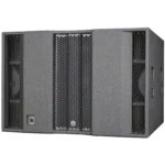 Angled view of the Sound Barrier SWX121 subwoofer showing enclosure design and porting