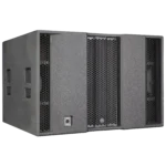 Angled view of the Sound Barrier SWX121 subwoofer showing enclosure design and porting