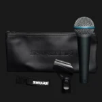 Shure-Beta-58A-Supercardioid-Dynamic-Vocal-Microphone-Bag-Clip-Cable-Tie-Front