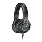 Audio-Technica ATH-M40x, professional studio monitor headphones, 40 mm driver headphones, flat-response studio headphones, closed-back monitoring headphones, detachable cable studio headphones