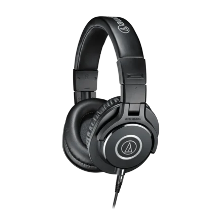 Audio-Technica ATH-M40x, professional studio monitor headphones, 40 mm driver headphones, flat-response studio headphones, closed-back monitoring headphones, detachable cable studio headphones