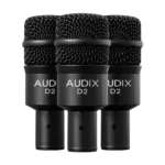 AUD 3-piece drum microphone package showing all three microphones arranged overhead configuration setup