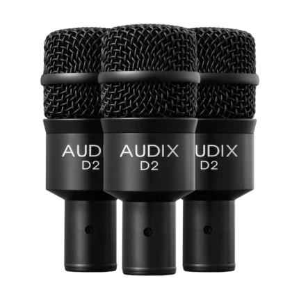 AUD 3-piece drum microphone package showing all three microphones arranged overhead configuration setup
