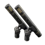 AUD 4-piece drum microphone package positioned on drum kit showing complete mic placement configuration