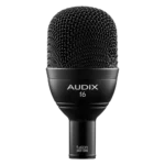 AUD 7-piece Fusion drum microphone package mounted on drum kit during live performance setup