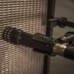 AUD all-purpose professional dynamic instrument microphone shown from side profile angle