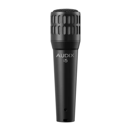 AUD all-purpose professional dynamic instrument microphone shown from side angle with grille and body detail