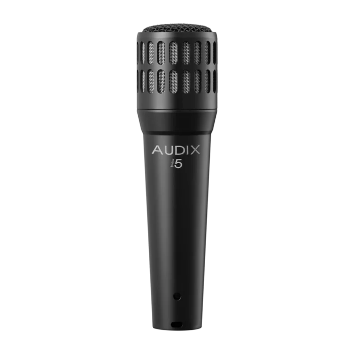 AUD all-purpose professional dynamic instrument microphone shown from side angle with grille and body detail