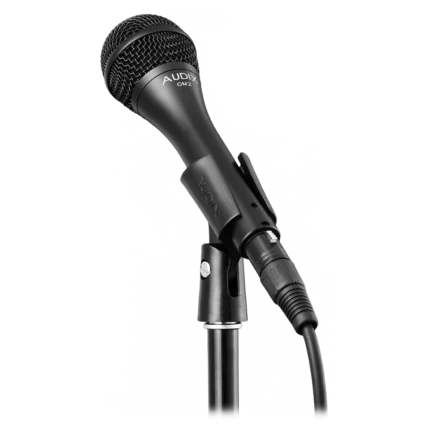 AUD all-purpose professional dynamic vocal microphone showing mesh grille and capsule detail view