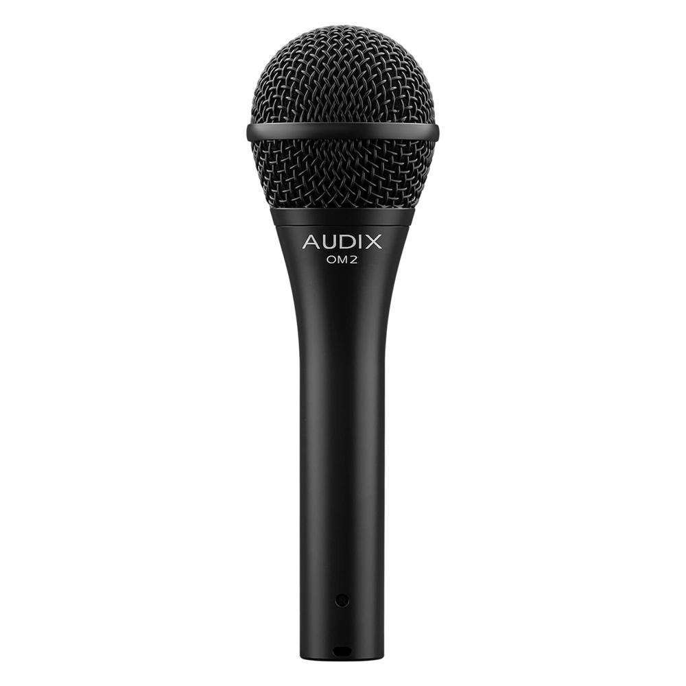 AUD All-Purpose Professional Dynamic Vocal Microphone Side View AUD All-Purpose professional dynamic vocal microphone shown from side angle with grille and body detail