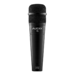 AUD AX F5 dynamic instrument microphone shown from side angle with grille and body detail