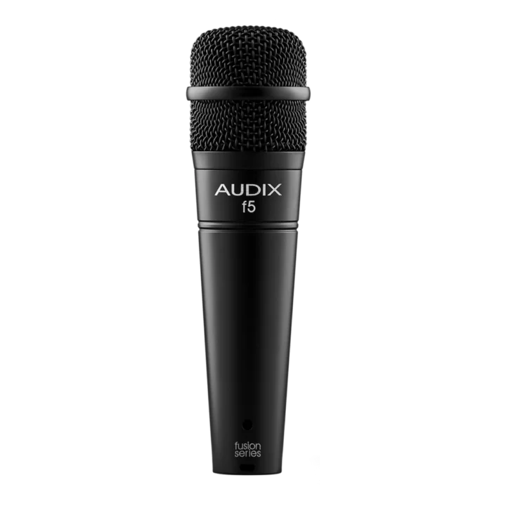 AUD AX F5 dynamic instrument microphone shown from side angle with grille and body detail