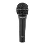 AUD AX F50 affordable vocal microphone shown from side angle with grille and body detail