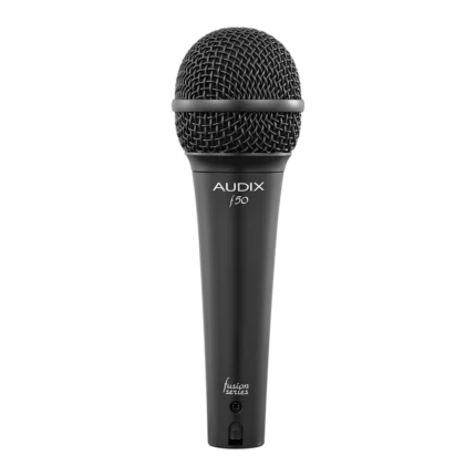AUD AX F50 affordable vocal microphone shown from side angle with grille and body detail