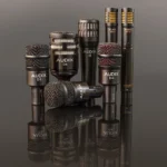 AUD best-selling 7-piece drum microphone package showing rear panel connectors and specifications