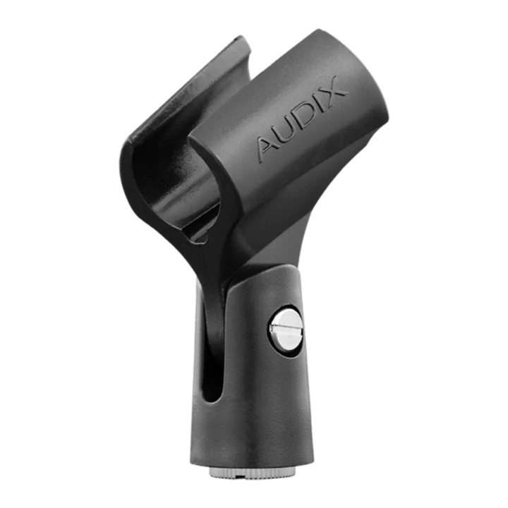 AUD durable nylon microphone clip for OM and VX series microphones, showing attachment mechanism and durability