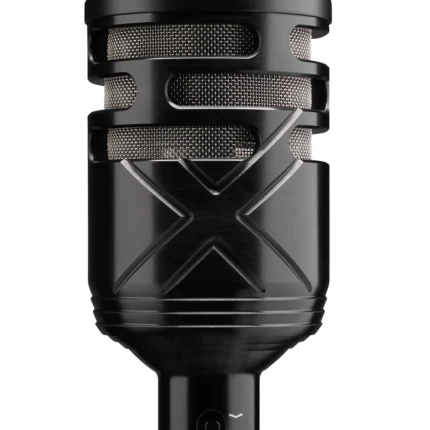 AUD dynamic kick drum microphone showing rugged construction and shock mount design