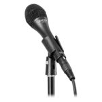 AUD Elite condenser vocal microphone showing capsule and grille detail with professional studio finish