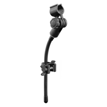 AUD flexible mini-gooseneck drum tension lug clamp mount showing attachment mechanism and adjustable positioning
