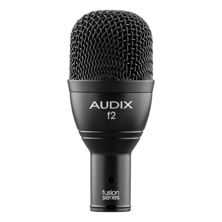 AUD 5-piece Fusion drum microphone package showing microphone capsule and mounting hardware detail