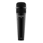 AUD 5-piece Fusion drum microphone package mounted on drum kit during live performance recording session