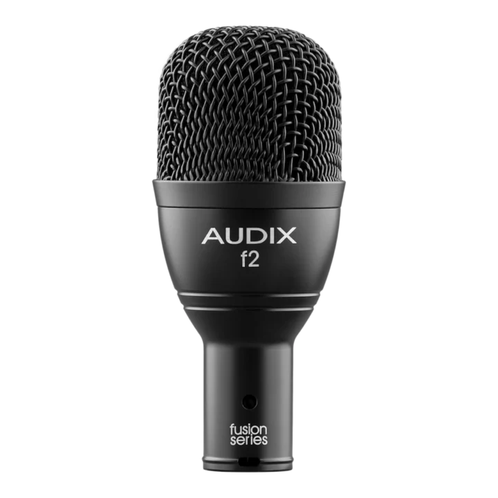 AUD 7-piece Fusion drum microphone package showing microphone capsule and mounting hardware detail