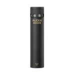 AUD high output mini-condenser microphone shown from side angle with capsule and mounting hardware visible