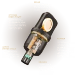 AUD large diaphragm condenser microphone capsule close-up showing professional audio recording element