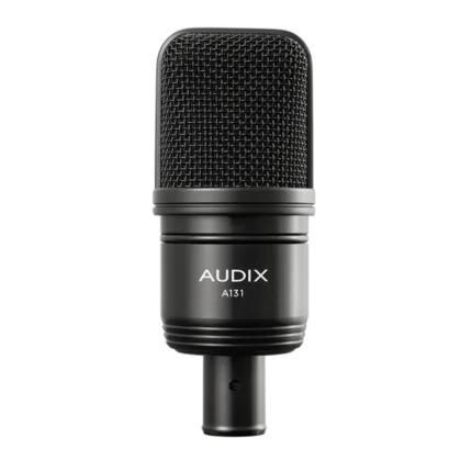 Audix A131 large diaphragm studio condenser microphone shown from side angle with capsule detail visible