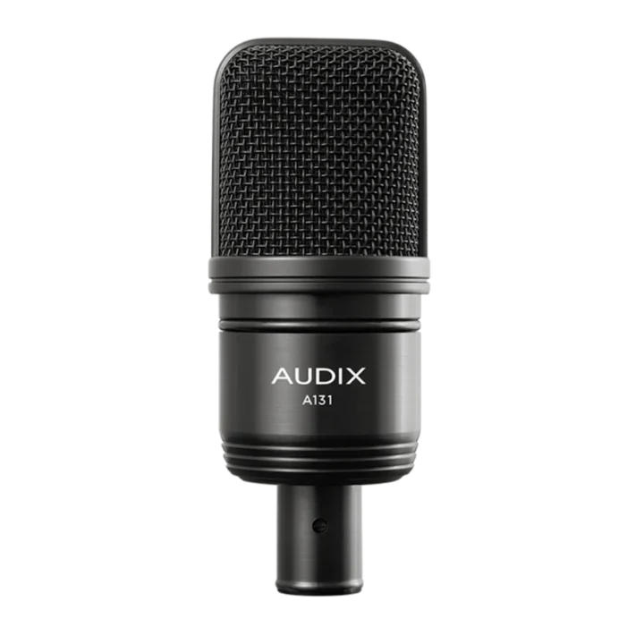 Audix A131 large diaphragm studio condenser microphone shown from side angle with capsule detail visible
