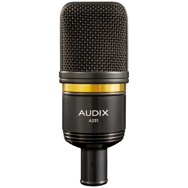 Audix A231 large diaphragm condenser microphone shown from side profile with capsule and body visible