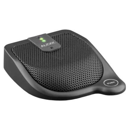 AUD Logic-Enabled condenser boundary microphone showing top panel controls and logic connectors