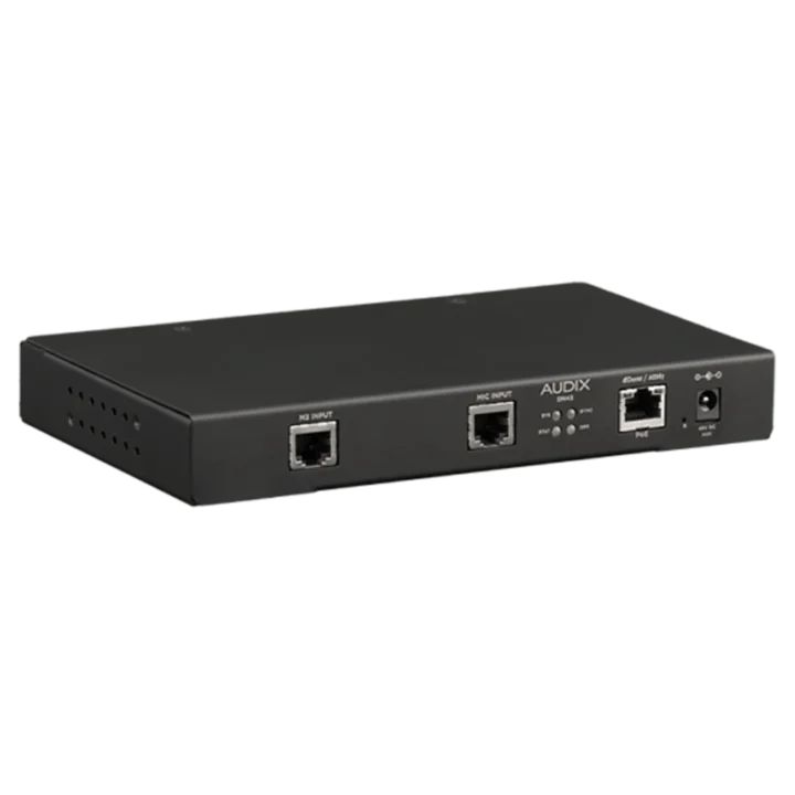 AUD M3 Onramp for Dante audio interface showing rear panel connections and ports