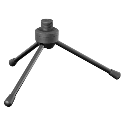 AUD metal tripod desktop microphone stand showing stable three-leg base design and adjustment mechanisms