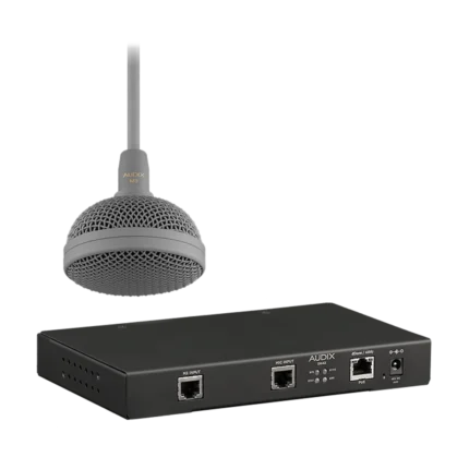 AUD Mic Interface Kit Dante audio connectors and input controls detail view