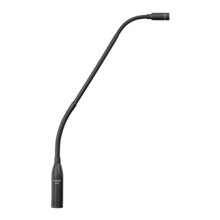 AUD miniature gooseneck condenser microphone showing flexible neck and capsule design detail