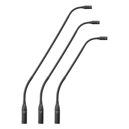 AUD miniature gooseneck condenser microphone showing flexible neck and capsule detail