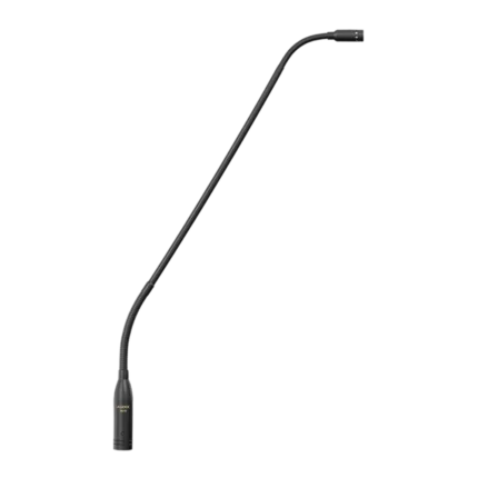 AUD miniature gooseneck condenser microphone showing flexible neck and capsule detail