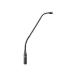 AUD miniature gooseneck condenser microphone showing flexible 12-inch neck and capsule design