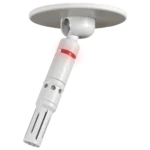 AUD miniaturized shotgun ceiling microphone showing compact side profile and mounting bracket