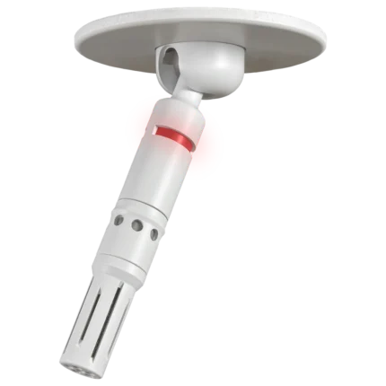 AUD miniaturized shotgun ceiling microphone showing compact side profile and mounting bracket