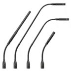 AUD modular gooseneck microphone system showing flexible neck connector and capsule assembly detail
