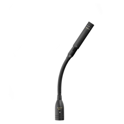 AUD modular gooseneck microphone system showing flexible articulating neck and connector details