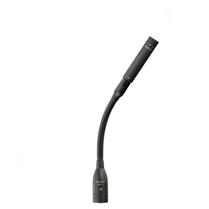 AUD modular gooseneck microphone system showing flexible neck and mounting components