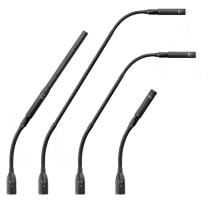 AUD modular gooseneck microphone system showing flexible neck connector and capsule assembly detail