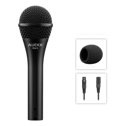 AUD multi-purpose dynamic vocal microphone showing professional capsule design and construction details